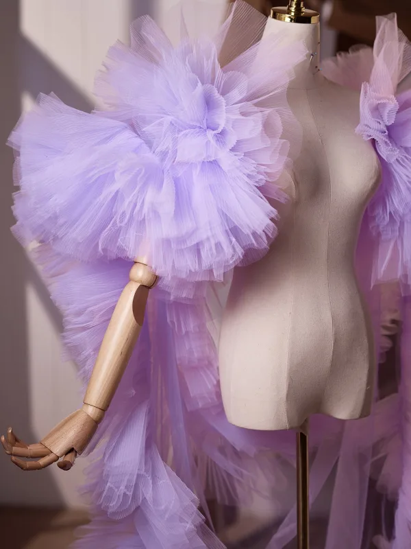 Volumineux Violet Fait main Volants Promo châle 2026 Tulle