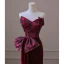 Modern / Fashion Burgundy Suede Evening Dresses 2023 Trumpet / Mermaid Strapless Sleeveless Backless Bow Floor-Length / Long Evening Party Formal Dresses