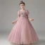 Chic / Beautiful Blushing Pink Beading Pearl Sequins Lace Flower Flower Girl Dresses 2022 A-Line / Princess Scoop Neck Appliques Short Sleeve Floor-Length / Long Prom Flower Girl Dresses