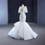 Luxury / Gorgeous White Handmade  Beading Pearl Cascading Ruffles Wedding Dresses 2023 Trumpet / Mermaid Scoop Neck Short Sleeve Floor-Length / Long Wedding