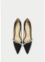 Sexy Black Rhinestone Evening Party Pumps 2024 Leather 10 cm Stiletto Heels Pointed Toe Pumps High Heels