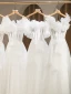 Modest / Simple White Appliques Bridesmaid Dresses 2024 A-Line / Princess Short Sleeve Backless Floor-Length / Long