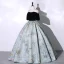 Elegant Sequins Flower Black Prom Dresses 2023 Ball Gown Off-The-Shoulder Short Sleeve Backless Floor-Length / Long Prom Formal Dresses