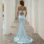 Sexy Burgundy Evening Dresses 2022 Trumpet / Mermaid Spaghetti Straps Sleeveless Backless Sweep Train Evening Party Formal Dresses