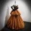 Chic / Beautiful Caramel Cascading Ruffles Prom Dresses 2022 A-Line / Princess Strapless Sleeveless Backless Floor-Length / Long Prom Formal Dresses