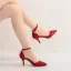 Schlicht Schwarz Ball Sandalen Damen 2024 Knöchelriemen 7 cm Stilettos Spitzschuh Hochhackige