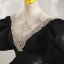 Audrey Hepburn Style Black Prom Dresses 2023 Ball Gown Rhinestone Scoop Neck Puffy Short Sleeve Floor-Length / Long Prom Formal Dresses