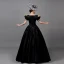 Vintage / Retro Medieval Black Beading Sequins Lace Flower Prom Dresses 2022 Ball Gown U-Neck Puffy Short Sleeve Floor-Length / Long Formal Dresses