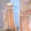 Charmant Champagne Perlage Paillettes Volants en Cascade Robe De Soirée 2022 Princesse De l'épaule Dos Nu Manches Courtes Longue Soirée Robe De Ceremonie