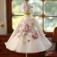 Flower Fairy White Pearl Appliques Sequins Short Birthday Flower Girl Dresses 2025 Ball Gown Scoop Neck Sleeveless Flower Girl Dresses