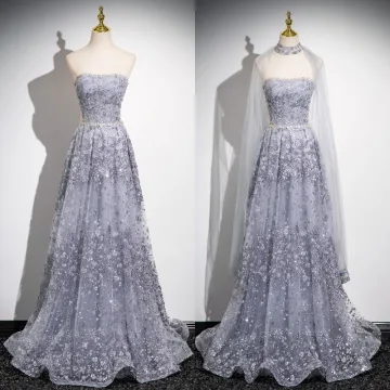 Bling Bling Grijs Kralen Pailletten Galajurken 2024 A Lijn Strapless Mouwloos Ruglooze Lange Gala Gelegenheid Jurken