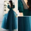 Vintage / Retro Green Prom Dresses 2022 A-Line / Princess Scoop Neck Short Sleeve Backless Floor-Length / Long Prom Formal Dresses