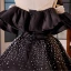 Elegant Black Pearl Satin Prom Dresses 2023 Ball Gown Off-The-Shoulder Puffy Short Sleeve Backless Court Train Prom Formal Dresses