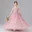 Chic / Beautiful Blushing Pink Beading Sequins Butterfly Appliques Birthday Flower Girl Dresses 2025 Ball Gown V-Neck Sleeveless Floor-Length / Long