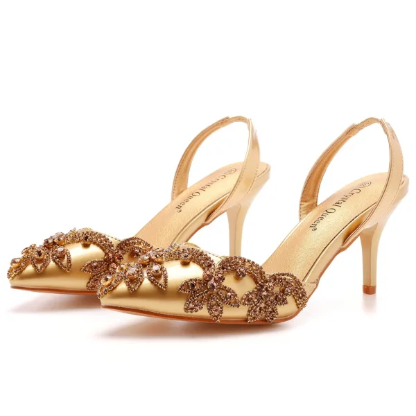 Uroczy Białe Rhinestone Buty Ślubne 2023 7 cm Szpilki Szpiczaste Ślub Sandały Wysokie Obcasy