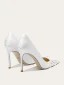 Chic / Beautiful White Beading Rhinestone Flower Wedding Shoes 2024 Leather 10 cm Stiletto Heels Pointed Toe Wedding Pumps High Heels