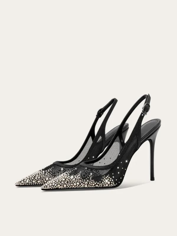 Sexy Weiß Strass Leder Brautschuhe 2025 10 cm Stilettos Spitzschuh Hochzeit Hochhackige