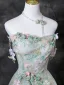 Chic / Belle Vert Cendré Appliques Floral Robe De Bal 2025 Princesse Bustier Sans Manches Dos Nu Train De Balayage Robe De Ceremonie