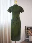 Vintage / Retro Chinese style Dark Green Summer Printing Cheongsam 2024 Trumpet / Mermaid High Neck Short Sleeve Tea-length