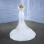 High-end White Beading Pearl Satin Wedding Dresses 2022 Trumpet / Mermaid Ruffle Scoop Neck Sleeveless Floor-Length / Long Wedding