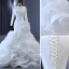 Muslim White Cascading Ruffles Wedding Dresses 2023 Trumpet / Mermaid High Neck Long Sleeve Chapel Train Wedding