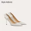 Charming Silver Glitter Appliques Wedding Shoes 2024 8 cm Stiletto Heels Pointed Toe Wedding Pumps High Heels