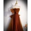 Chic / Belle Chocolat Robe De Bal 2023 Trompette / Sirène Bustier Noeud Sans Manches Dos Nu Longue Promo Robe De Ceremonie
