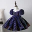 Sparkly Pool Blue Sequins Prom Flower Girl Dresses 2022 Ball Gown Scoop Neck Short Sleeve Short Flower Girl Dresses