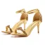 Sexy Champagne Faux Diamant Bride Cheville Sandales Femme 2023 7 cm Talons Aiguilles Peep Toes / Bout Ouvert Mariage Sandales Talons Hauts