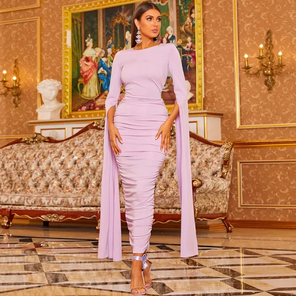 Vintage / Originale Bleu Roi Robe De Soirée 2022 Trompette / Sirène Encolure Dégagée Manches Longues Longue Soirée Robe De Ceremonie