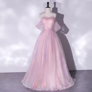 Charmant Glans Candy Roze Avondjurken 2022 A Lijn Strapless Mouwloos Ruglooze Lange Avond Gelegenheid Jurken