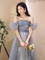 Chic / Beautiful Sky Blue Glitter Evening Dresses 2023 A-Line / Princess Off-The-Shoulder Pearl Short Sleeve Backless Floor-Length / Long Evening Party Formal Dresses