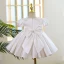 Audrey Hepburn Style Ivory Beading Appliques Birthday Flower Girl Dresses 2022 Ball Gown Satin Scoop Neck Puffy Short Sleeve Short Flower Girl Dresses