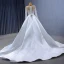 High-end White Handmade  Beading Sequins Wedding Dresses 2023 Trumpet / Mermaid Scoop Neck Long Sleeve Court Train Wedding