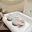 Chic / Beautiful White Pearl Sequins Flat Wedding Shoes 2024 Leather Pointed Toe Wedding Pumps