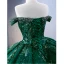 Vintage / Retro High-end Dark Green Handmade  Beading Rhinestone Sequins Prom Dresses 2023 Ball Gown Off-The-Shoulder Sleeveless Backless Court Train