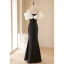 Sexy Black Evening Dresses 2023 Trumpet / Mermaid Ruffle Off-The-Shoulder Short Sleeve Backless Floor-Length / Long Evening Party Formal Dresses