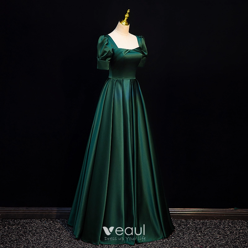 short green fairy dress Sweetheart Dark Green Satin Mermaid Long Evening Prom Dresses, Side Sl –  MarryLover
