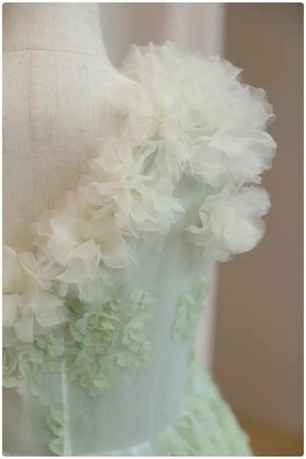 Modest / Simple Sage Green Appliques Birthday Flower Girl Dresses 2024 A-Line / Princess Scoop Neck Sleeveless Backless Floor-Length / Long Tulle
