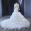 Muslim White Cascading Ruffles Wedding Dresses 2023 Trumpet / Mermaid High Neck Long Sleeve Chapel Train Wedding