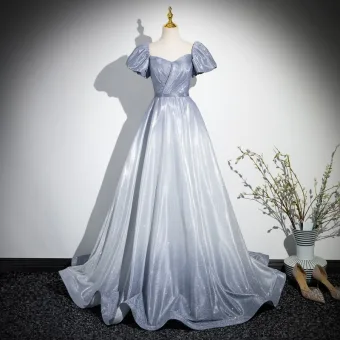 Chic Belle Multi Couleurs Gris Glitter Robe De Bal 2024 Princesse Encolure Carrée Manches Courtes Dos Nu Longue Promo Robe De Ceremonie