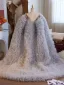 Luxe Gris Fait main Volants Promo Vestes & Enveloppements châle Manches Courtes 2025