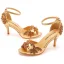 Charming Gold Rhinestone Wedding Shoes 2023 Ankle Strap 7 cm Stiletto Heels Open / Peep Toe Wedding Sandals High Heels