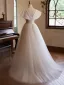 Chic / Beautiful Champagne Prom Dresses 2024 A-Line / Princess V-Neck Bow Sleeveless Backless Floor-Length / Long Prom Formal Dresses