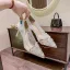 Élégant Blanche En Dentelle Faux Diamant Chaussure De Mariée 2024 Cuir 8 cm Talons Aiguilles À Bout Pointu Mariage Escarpins Talons Hauts