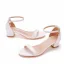 Schlicht Weiß Brautschuhe 2023 Knöchelriemen 4 cm Low Heel Thick Heels Peeptoes Hochzeit Sandaletten Hochhackige