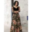 Vintage / Retro Fancy Black Printing Prom Dresses 2023 A-Line / Princess V-Neck 1/2 Sleeves Backless Prom Floor-Length / Long Formal Dresses
