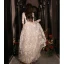 Chic / Beautiful Champagne Sequins Lace Flower Prom Dresses 2024 A-Line / Princess Scoop Neck 3/4 Sleeve Floor-Length / Long Prom Formal Dresses