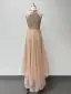 Bling Bling Gold Sequins Asymmetrical Prom Dresses 2024 A-Line / Princess Scoop Neck Sleeveless Prom Formal Dresses