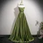 Fashion Sage Green Satin Prom Dresses 2025 Ball Gown Strapless Sleeveless Backless Floor-Length / Long Formal Dresses
